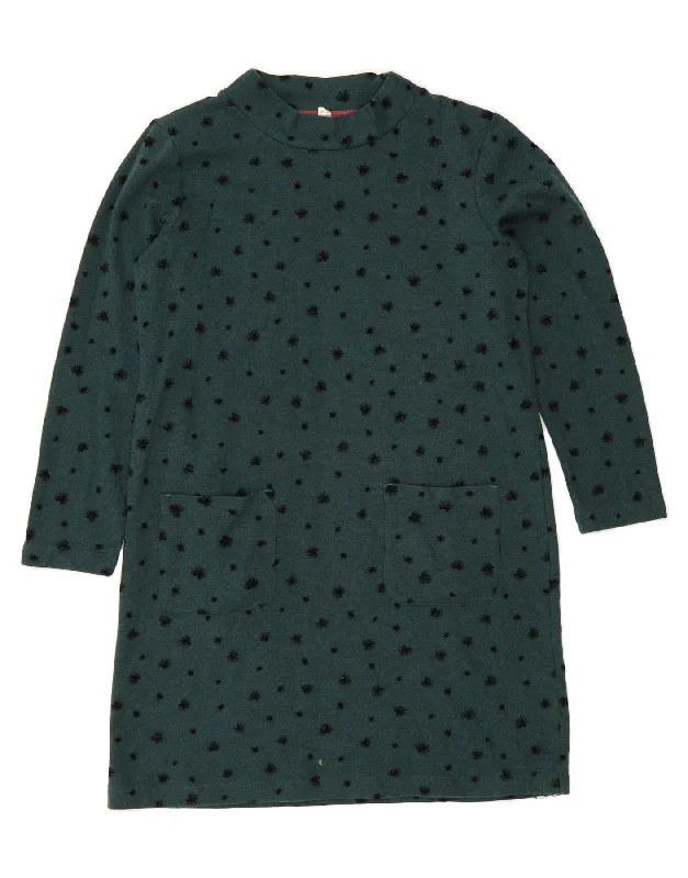 WHITE STUFF Womens Long Sleeve Basic Dress UK 12 Medium Green Spotted