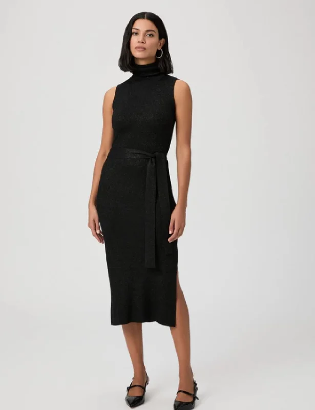 Paige Rib Zoelle Dress in Black Sparkle