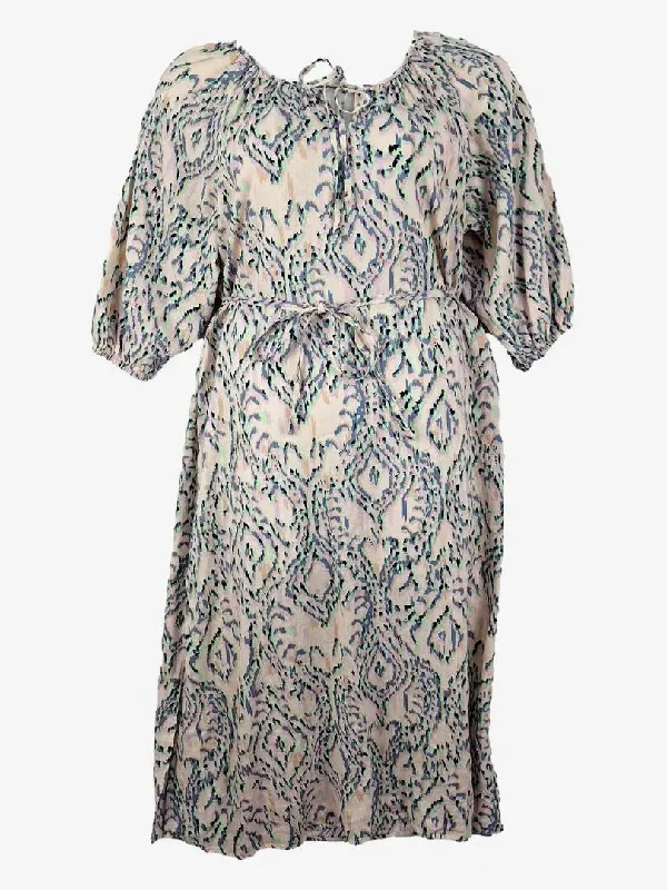 M&S Abstract Pastel Rainbow Flowy Dress Size 12
