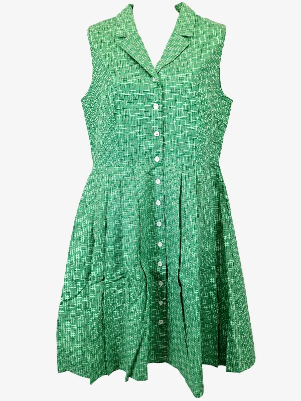 Origami Doll Green Apple Checkered Button Up Dress Size 10