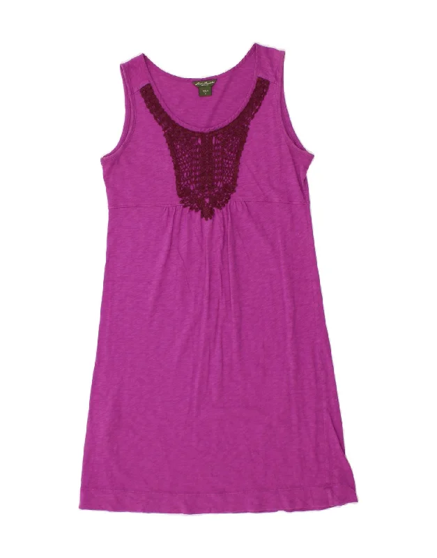 EDDIE BAUER Womens Sleeveless Basic Dress UK 12 Medium Purple Cotton