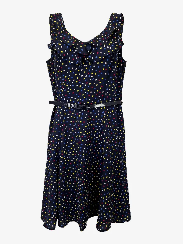 Review Belted Ruffle Polka Dot Dress Size 10