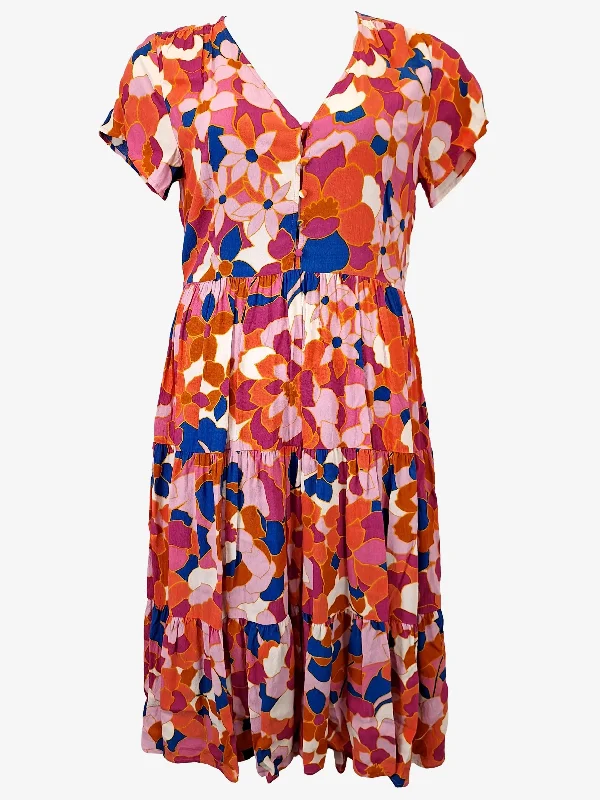 Mister Zimi Peach Sunset Floral Summer Dress Size 10