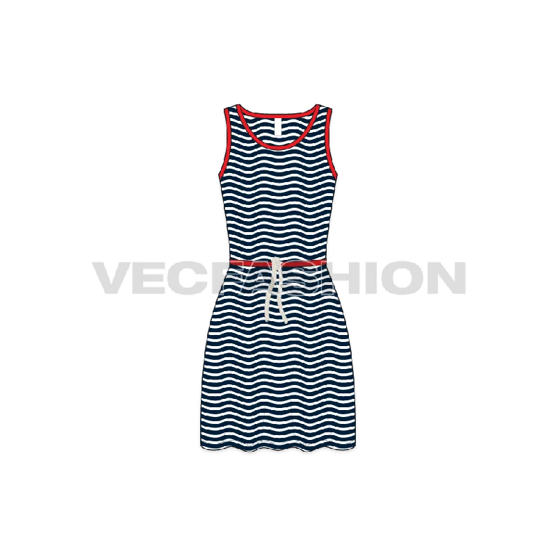 Women's Striped Frock Dress Fashion