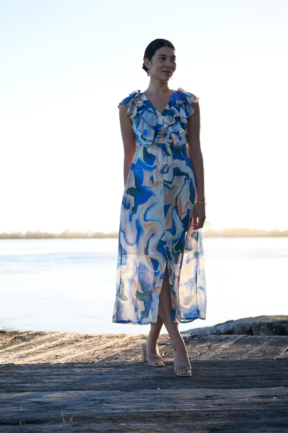 FO7936P Foil Paradise Dress in Marbles Print