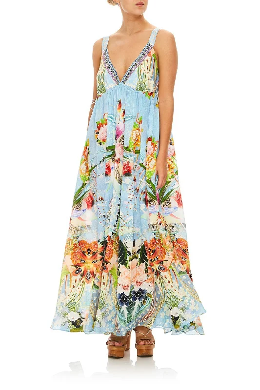STRAP DRESS WITH GATHERED WAIST THE STILL ABYSS