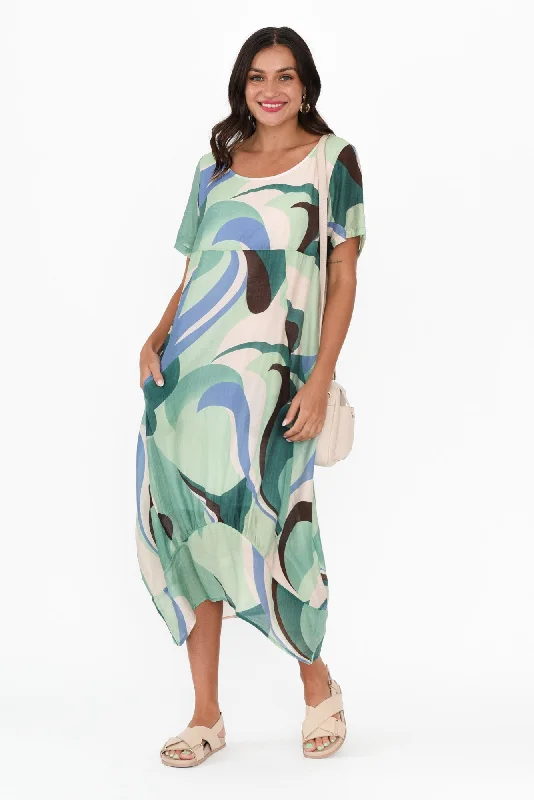 Connie Green Swirl Pocket Dress