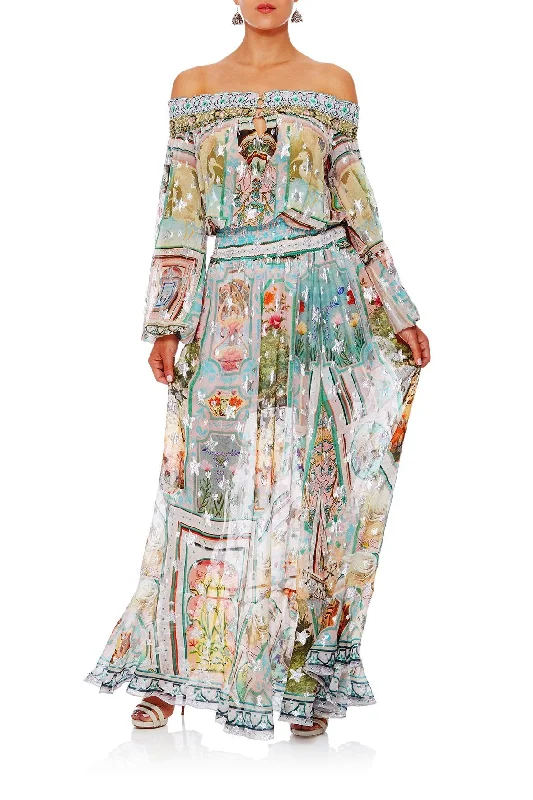 OFF SHOULDER SHIRRED DRESS MATRIARCH MUSINGS