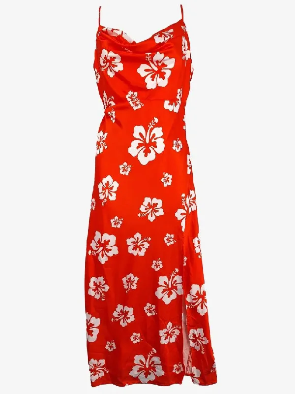 Runaway Hibiscus Holiday Cowl Neck Dress Size 10