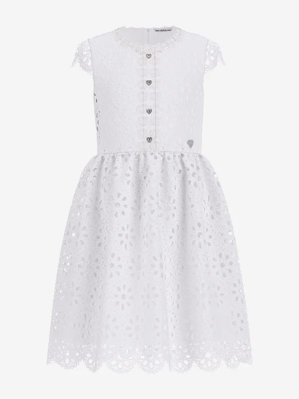 Girls Lace Dress in White