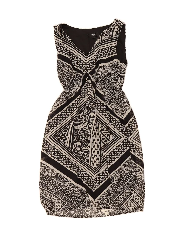 MOSSIMO Womens Abstract Pattern Sleeveless Sheath Dress UK 12 Medium Black