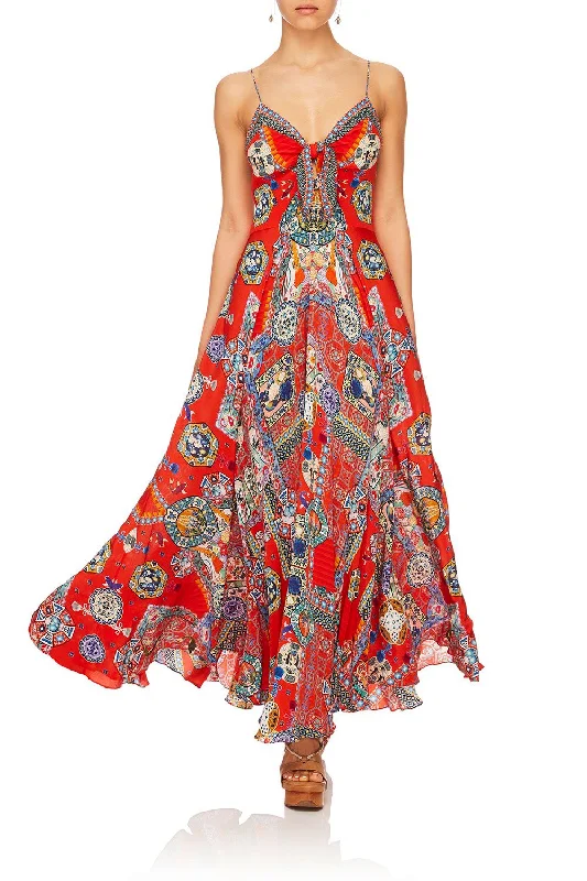 LONG DRESS WITH TIE FRONT FOUND IN TRANSLATION