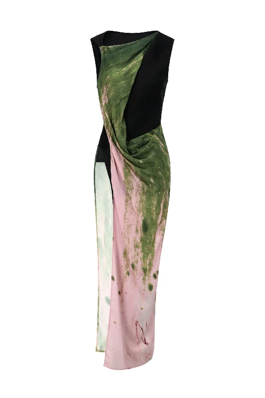 Silk Wool Patch Print Dress