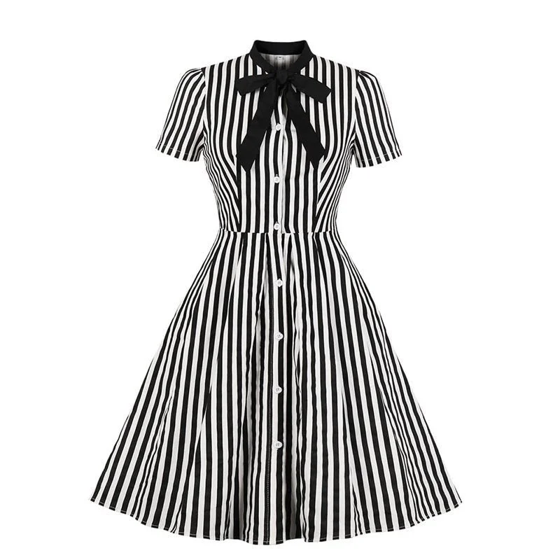 Striped Button Vintage Dress