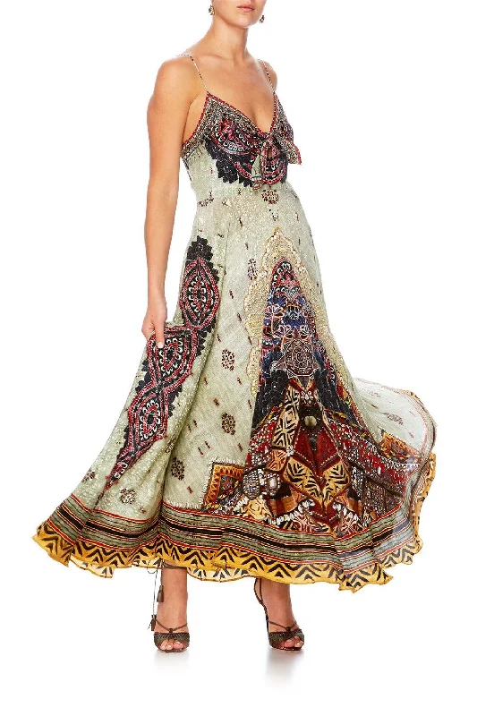 LONG DRESS WITH TIE FRONT THE CARAVAN
