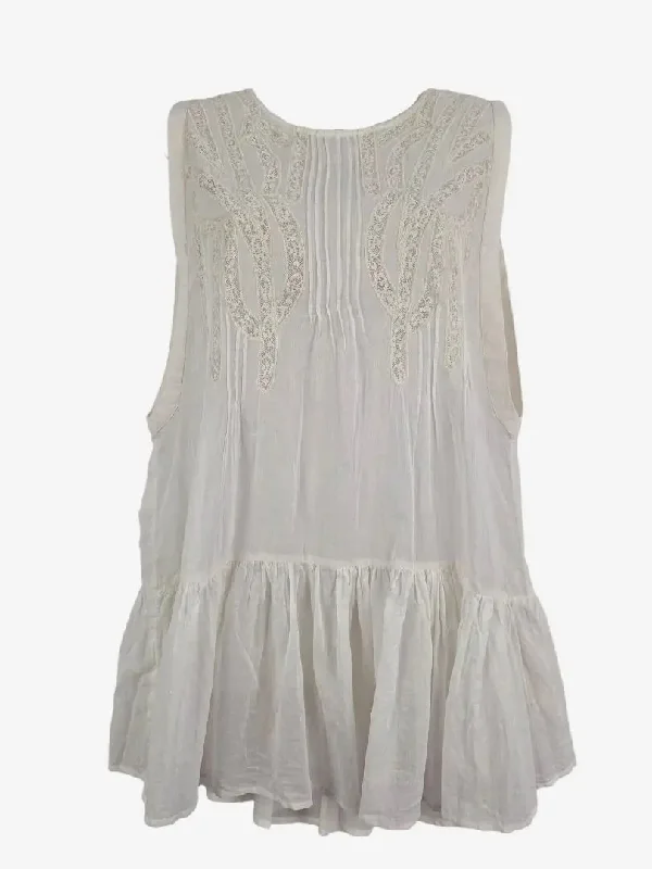 Free People Sheer Lace trimmed drop waist Dress Size M