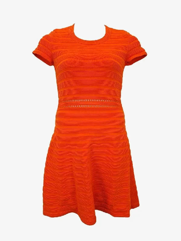 Michael Kors Orange Ribbed Lacey Knit Dress Size M