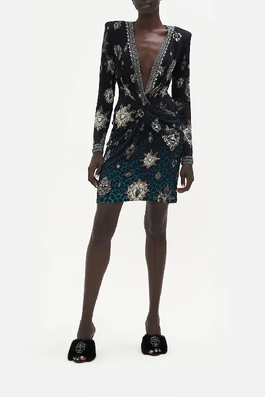 V-NECK CROSS FRONT DRESS ANIMAL ANARCHY