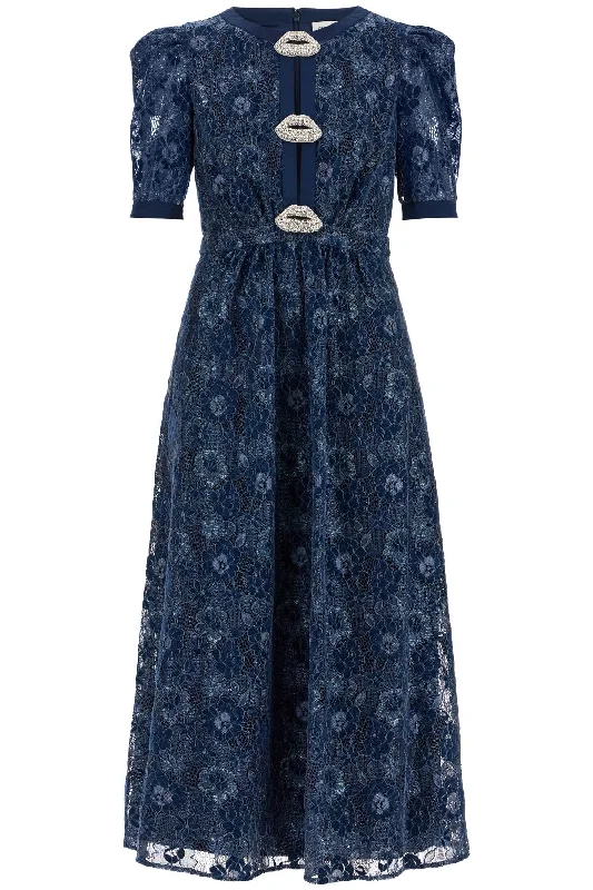 velvet lace dress with applique details 10747 879100 METALLIC NAVY/LIP