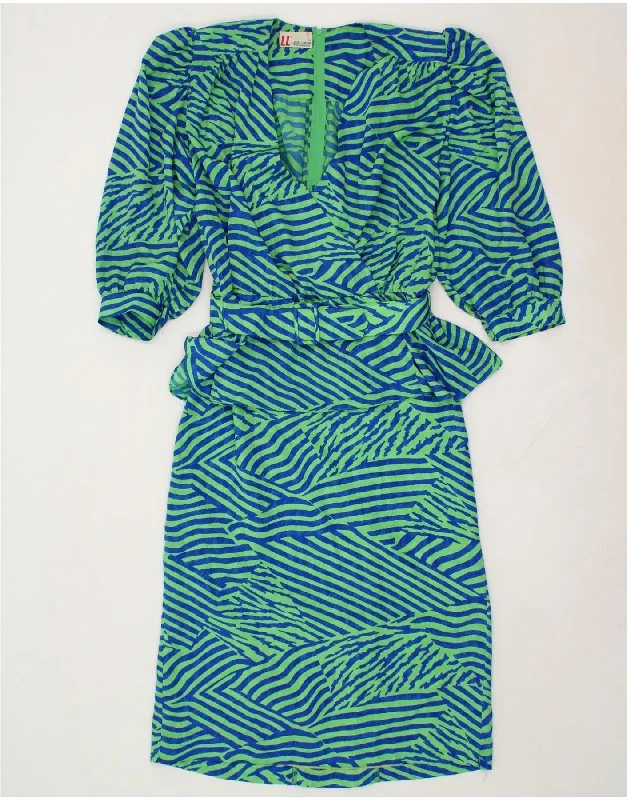 LUCIE LINDEN Womens Peplum Dress EU 36 Small Green Striped