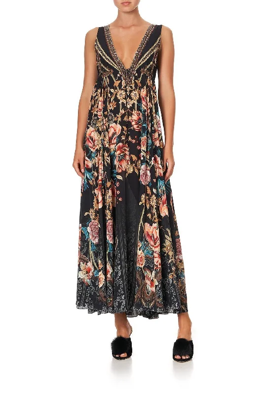 LONG VNECK DRAWSTRING DRESS BELLE OF THE BAROQUE