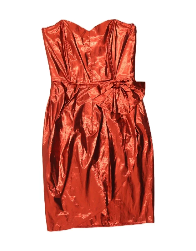 VINTAGE Womens Strapless Dress EU 38 Medium Red Polyester
