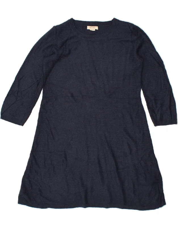 FAT FACE Womens 3/4 Sleeve Jumper Dress UK 10 Small Navy Blue Acrylic