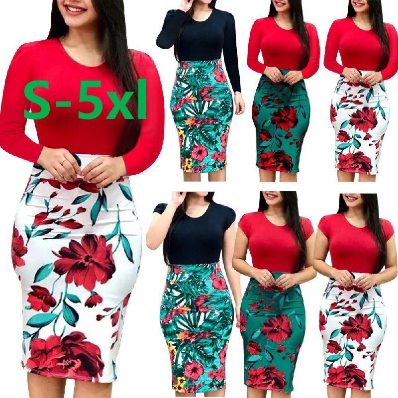 Amazon Hot Sales Plus Size Women's Clothes Women Casual Dress Lady Elegant Dresses