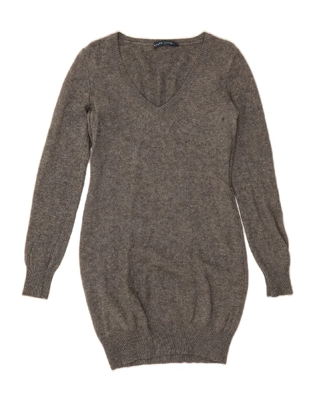 RALPH LAUREN Womens Jumper Dress UK 14 Large Grey Cashmere