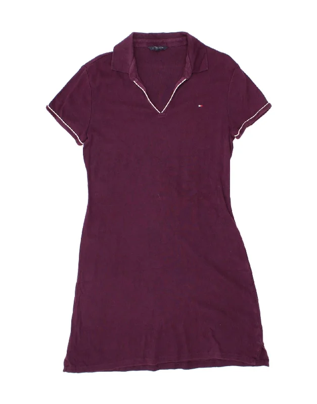 TOMMY HILFIGER Womens Polo Dress UK 14 Large Purple Cotton