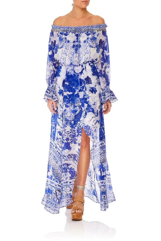 DROP SHOULDER SPLIT DRESS THE FAN SEA