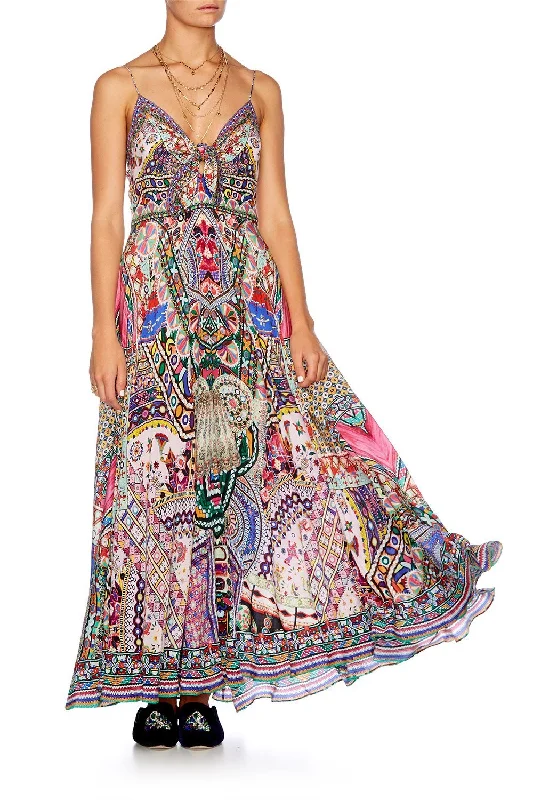 LONG DRESS WITH TIE FRONT KALBELIA QUEEN PINK