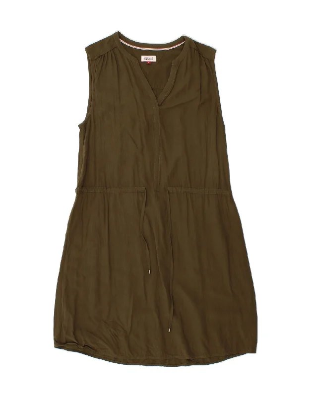 TOMMY HILFIGER Womens Sleeveless Basic Dress UK 14 Medium Khaki Viscose