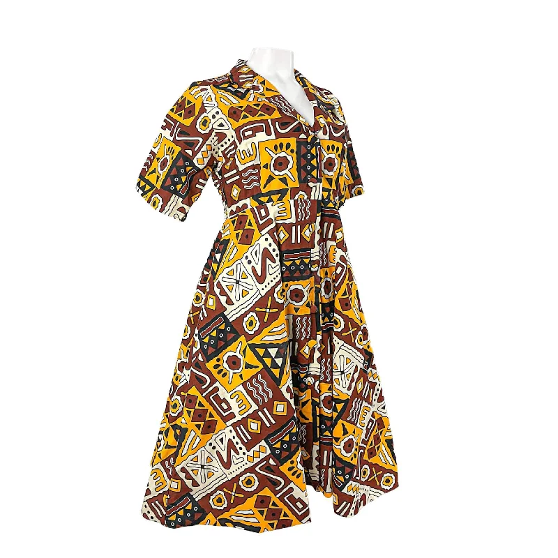 Brown & Yellow Ankara Dress