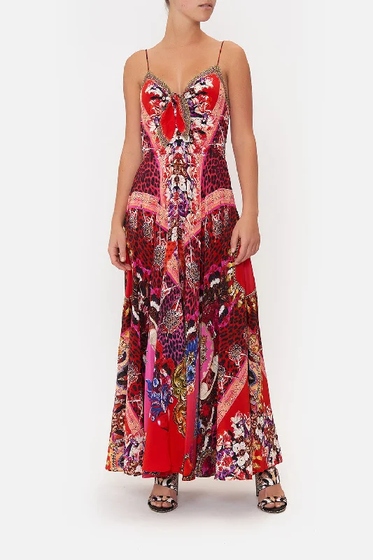 LONG DRESS WITH TIE FRONT ARTESANIA MANIA