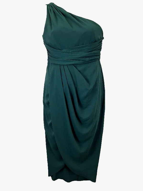 Forever New Emerald Asymmetrical Drape Evening Dress Size 12 Petite