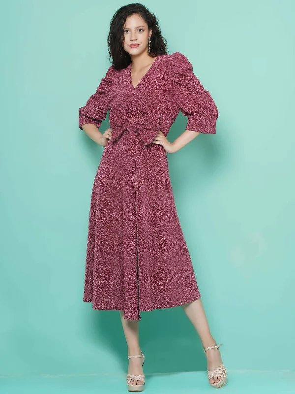 Women Republic Pink Dress with Attached Bow