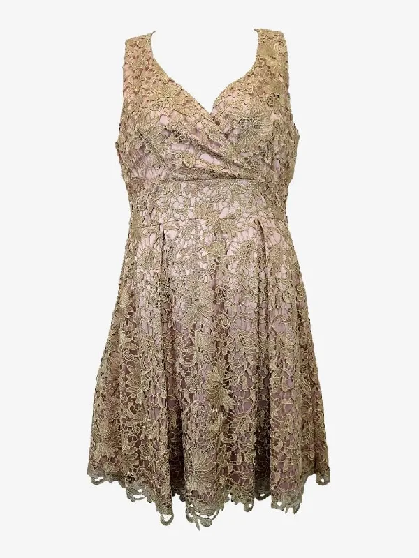 Review Gold Lace Elegant Cocktail Dress Size 12