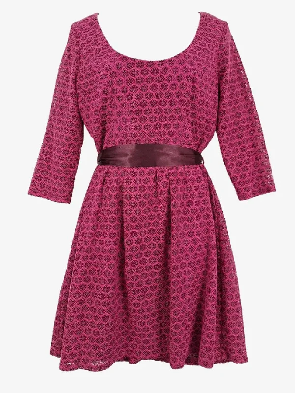Review Magenta Lace 3/4 Sleeve Dress Size 12