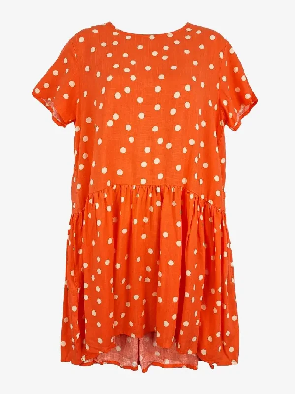 Mister Zimi Casual Coral Polka Dot Dress Size 10