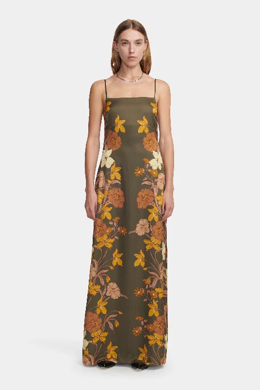 Peony Dress Moss Floral