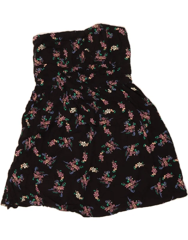 O'NEILL Womens Strapless Dress UK 14 Large Black Floral