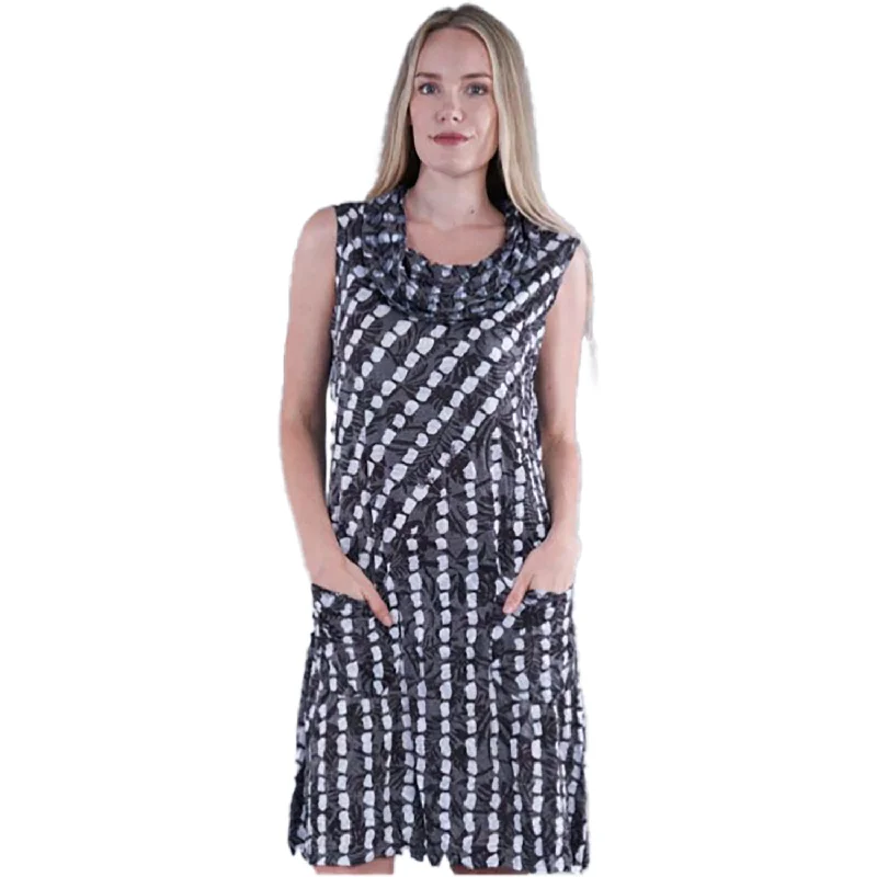 Women's Shana Apparel Crinkle Cowl Neck Dress w/Pockets Black