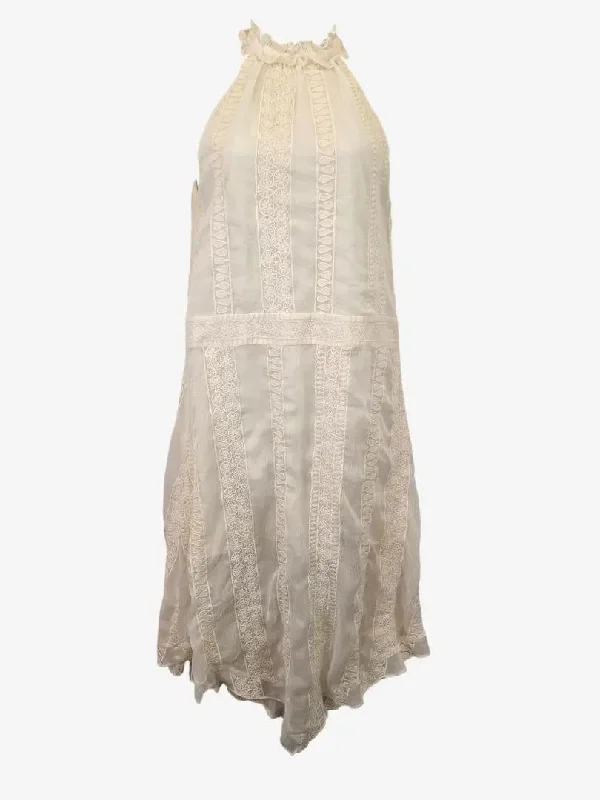 Cooper St Ivory Ruffle Neckline Delicate Dress Size 12