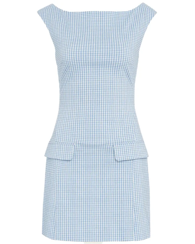 Sky Micro Check Walker Dress