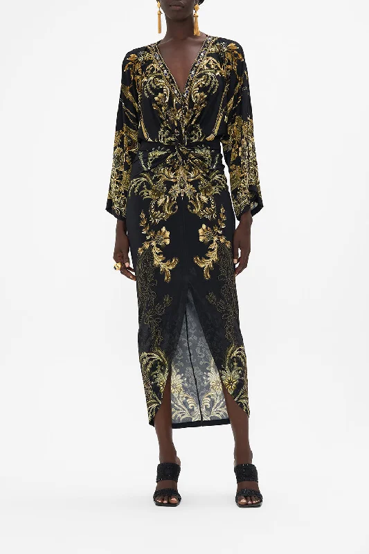 LONG SPLIT FRONT TWIST DRESS THE NIGHT IS NOIR