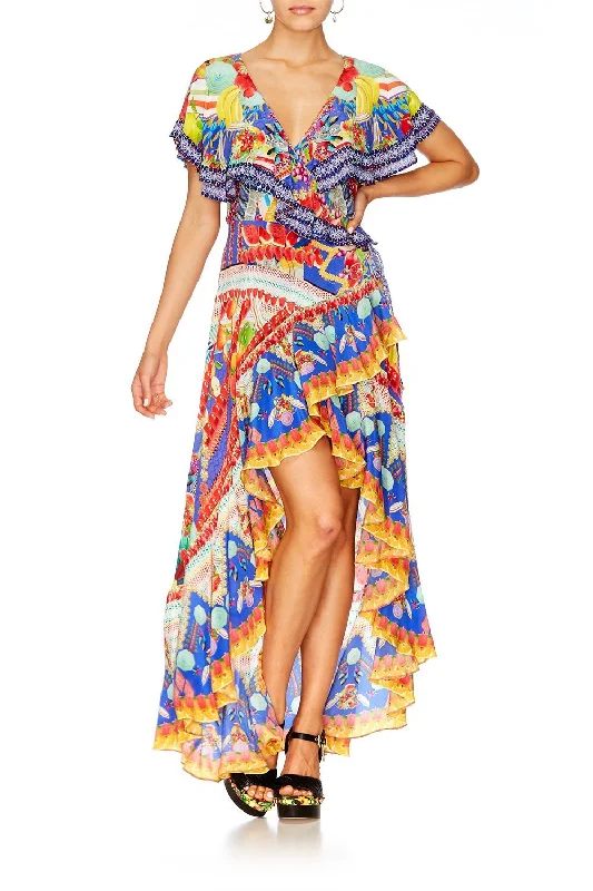 FRILL SLEEVE LONG DRESS RIO RIOT