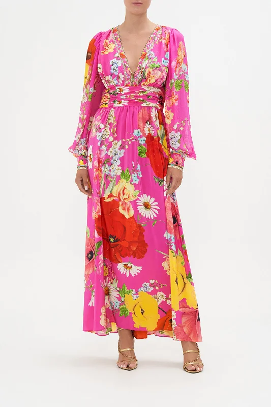 LONG DRESS WITH BLOUSON SLEEVE RAINBOW BODY