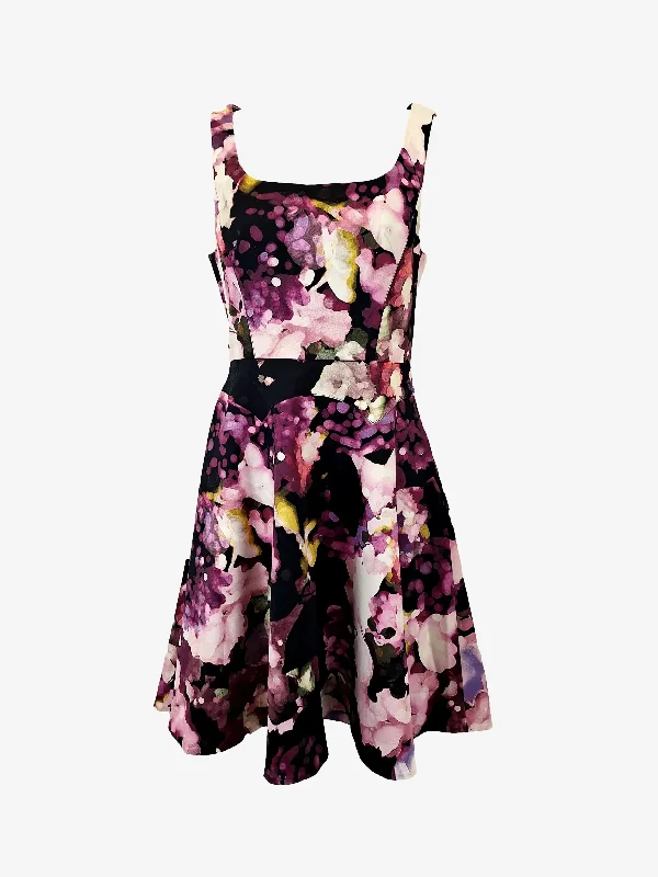 Karen Millen A Line Waterpaint Print  Dress Size 10