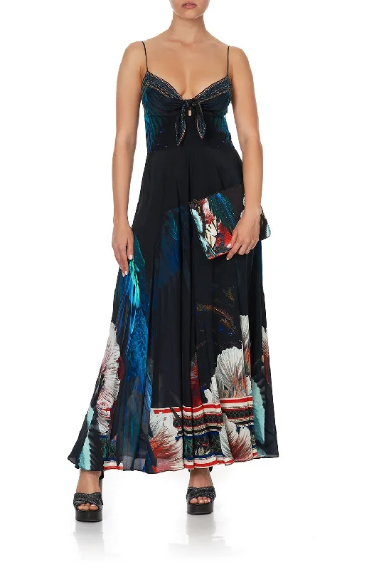 LONG DRESS WITH TIE FRONT NIGHT FLIGHT